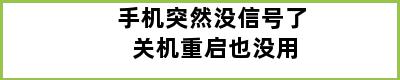 手机突然没信号了 关机重启也没用